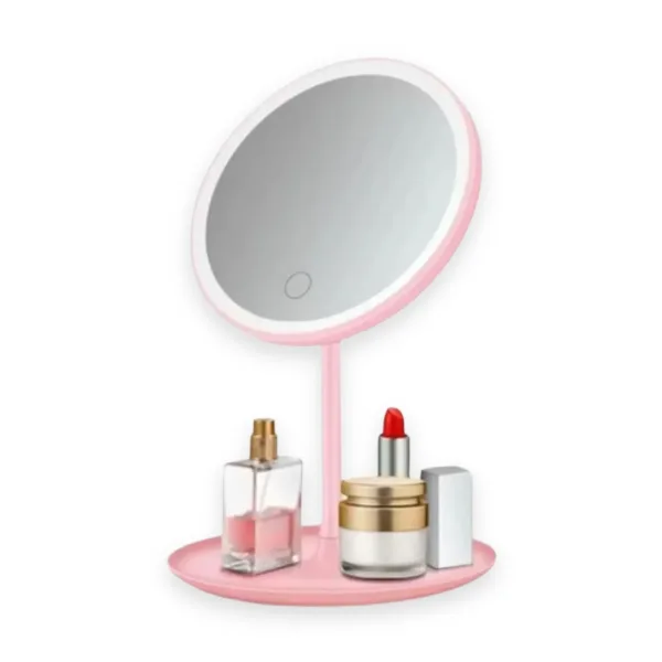 Espejo con Luz LED, Lupa y Organizador de Maquillaje