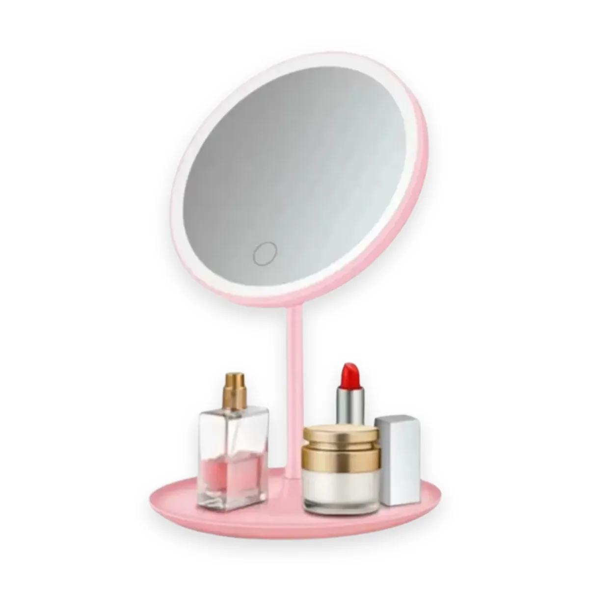 Espejo con Luz LED, Lupa y Organizador de Maquillaje