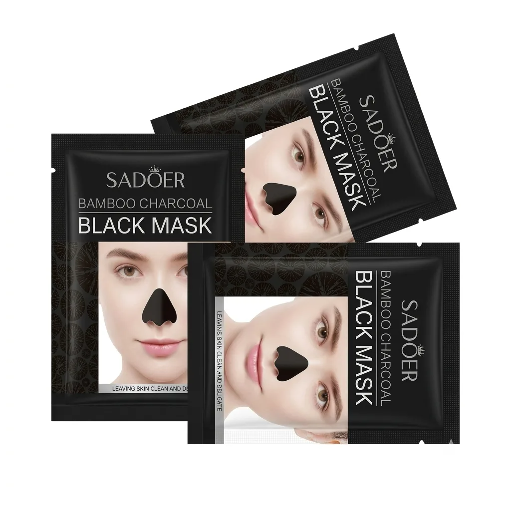 Mascarilla Negra SADOER Carbón de Bambú - Limpieza Profunda y Puntos Negros Pack de 2 unidades